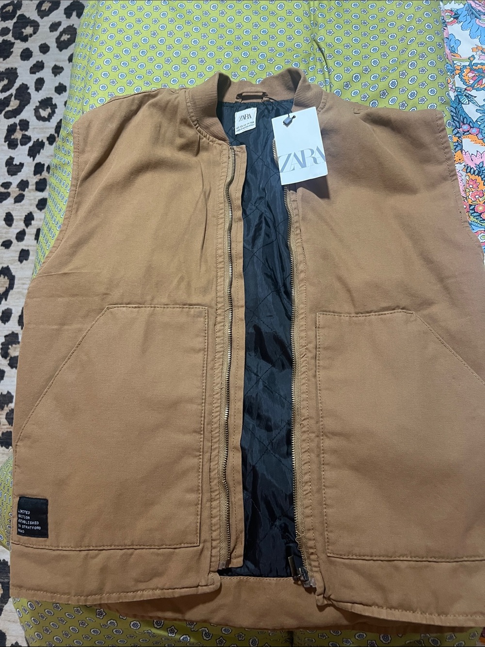 Zara Brown Quilted-Lined Sleeveless Vest